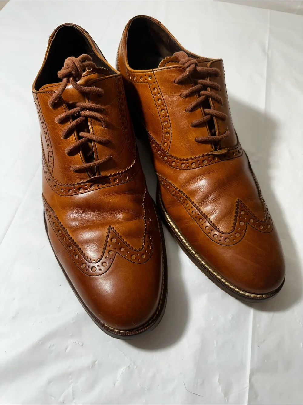Cole Haan Men’s Tan Leather Wingtip Oxfords‎ Size 9